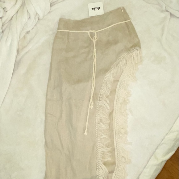 NWT Dula the Label no. 4 linen thigh slit with fringe midaxi skirt & rope belt - Picture 13 of 15